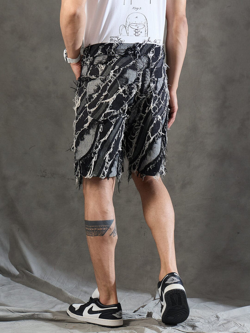 Black Frayed Damaged Shorts Shorts Fugazee