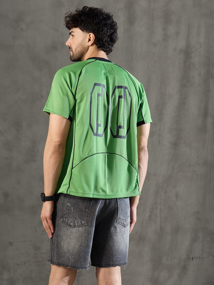 Lime Green Cut and Sew Sporty Jersey Tshirt T-shirts Fugazee