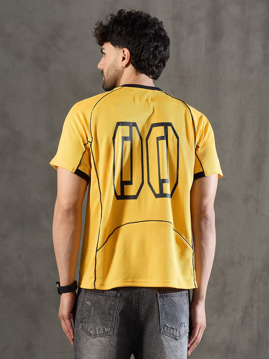 Yellow Cut and Sew Sporty Jersey Tshirt T-Shirts Fugazee