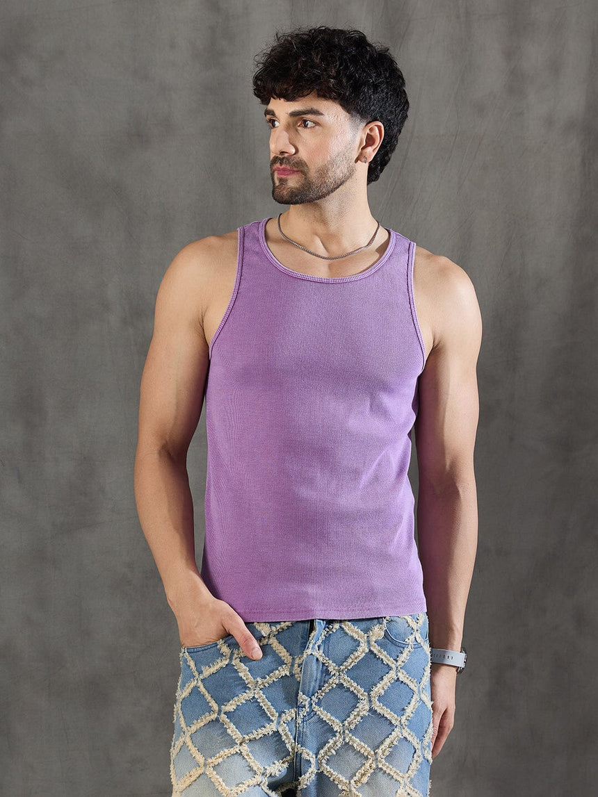 Violet Dyed Lace Cuban Shirt With Muscle Fit Vest Shirts Fugazee