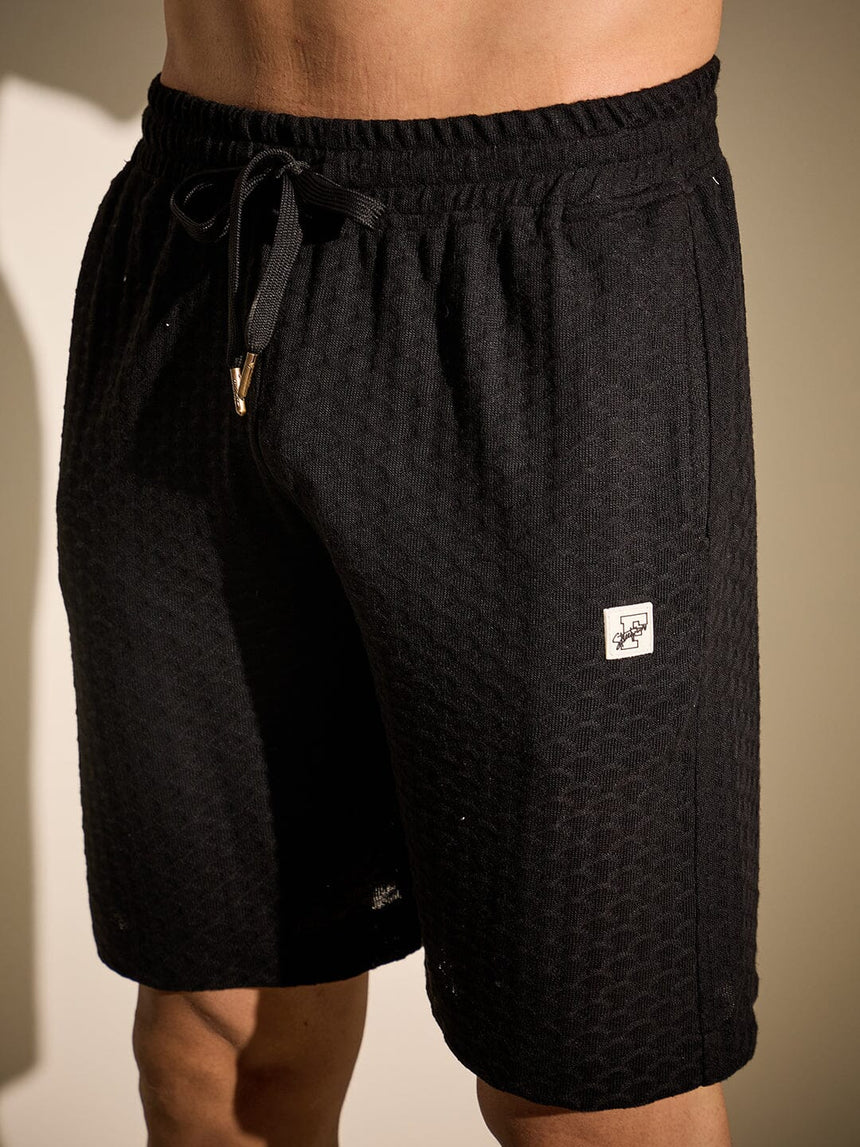 Black Textured Knitted Coord Set Clothing Set Fugazee