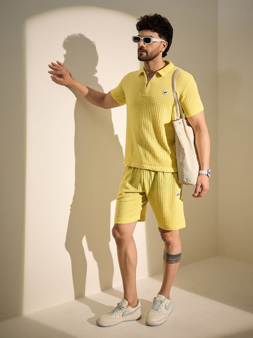 Lemon Textured Knitted Coord Set Clothing Set Fugazee