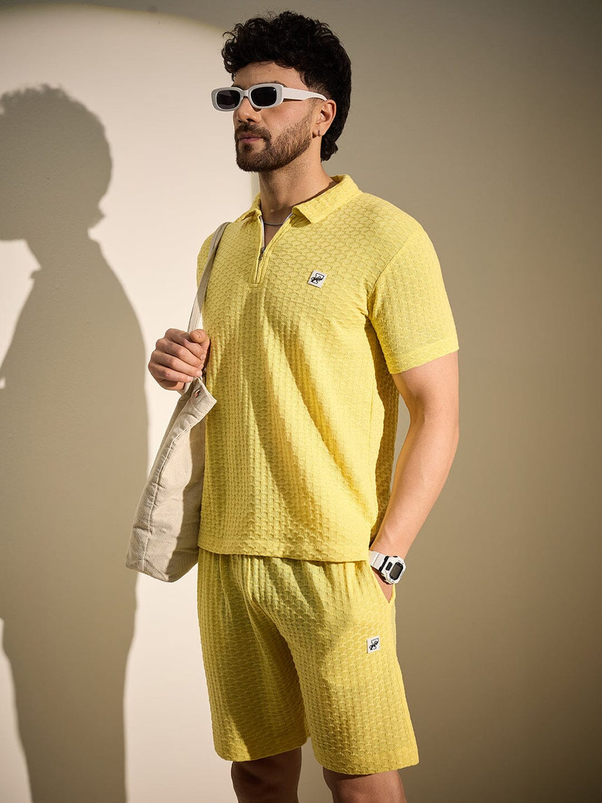 Lemon Textured Knitted Coord Set Clothing Set Fugazee