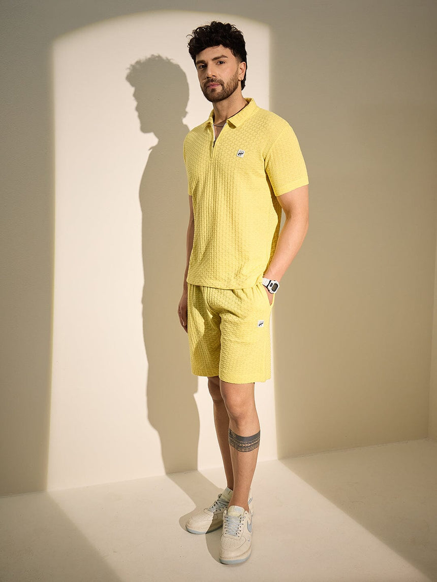 Lemon Textured Knitted Coord Set Clothing Set Fugazee
