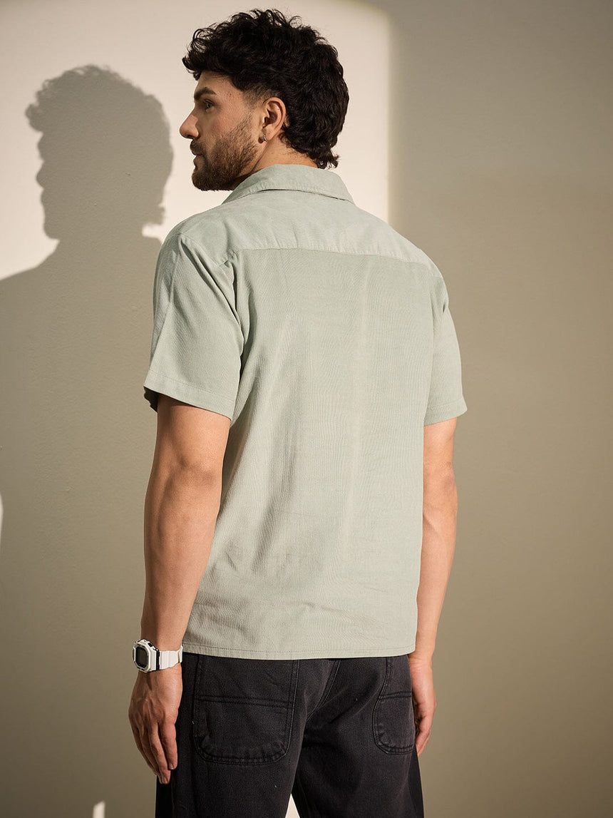 Sage Palm Embroidery Corduroy Shirt Shirts Fugazee