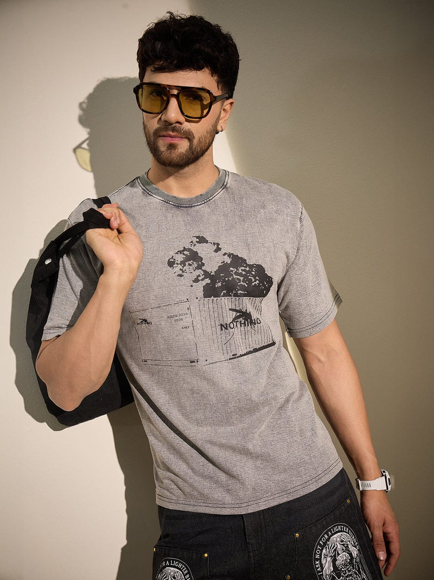 Acid Grey Container Graphic Oversized Tshirt T-Shirts Fugazee