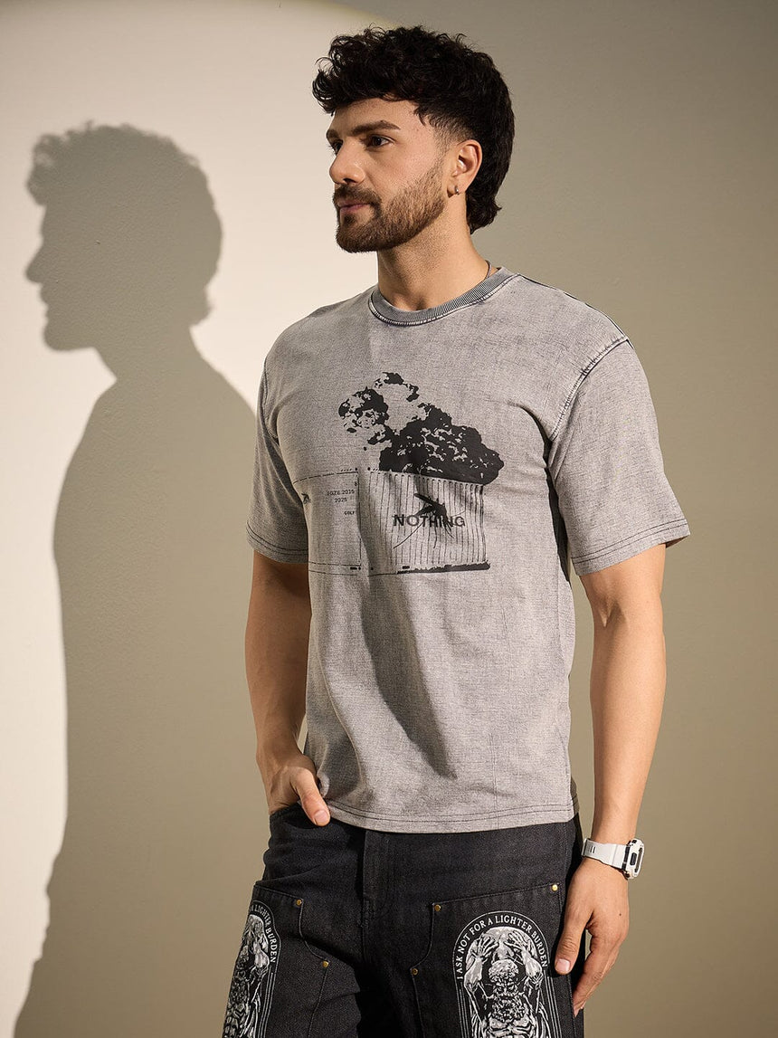 Acid Grey Container Graphic Oversized Tshirt T-Shirts Fugazee