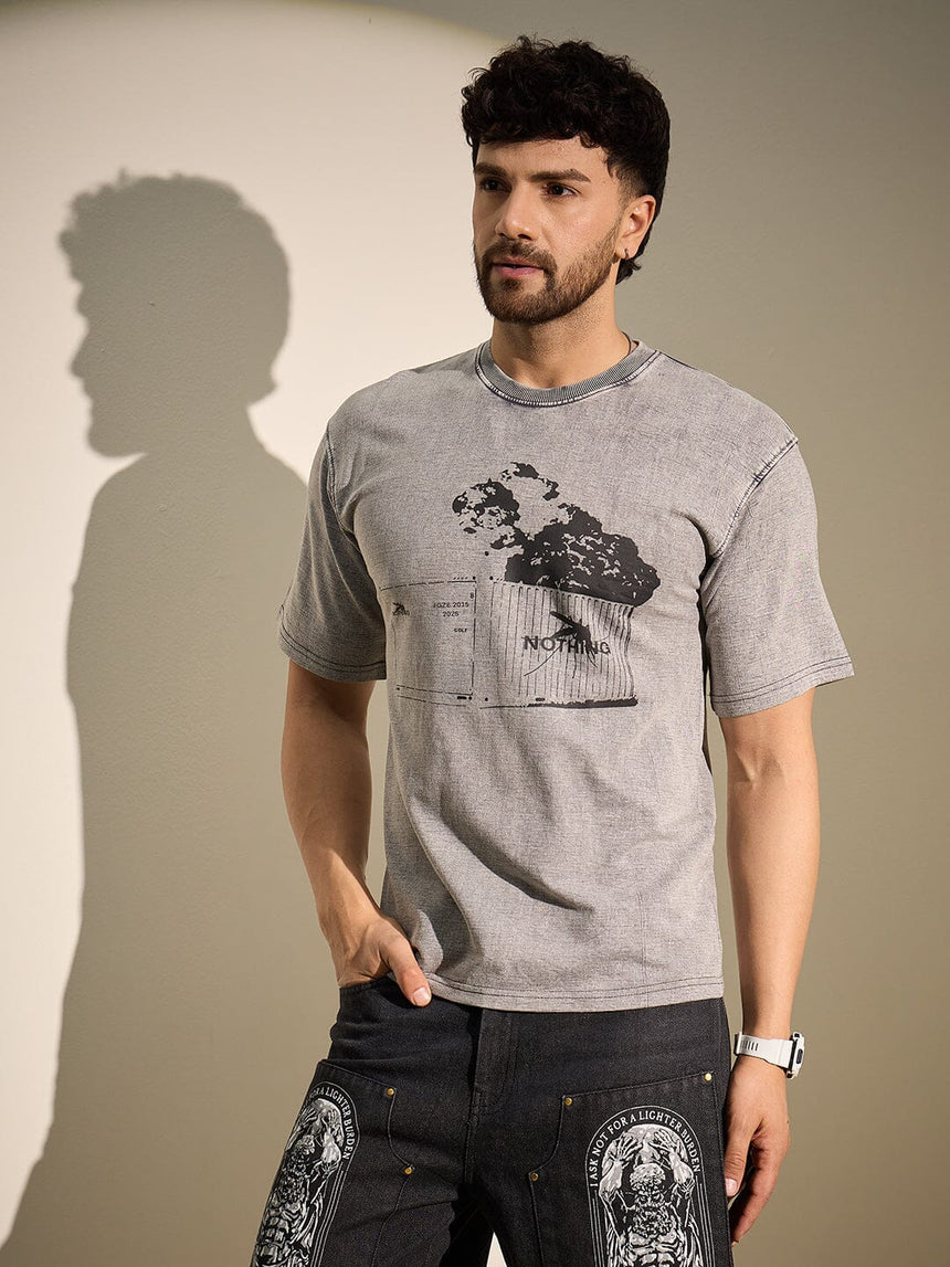 Acid Grey Container Graphic Oversized Tshirt T-Shirts Fugazee