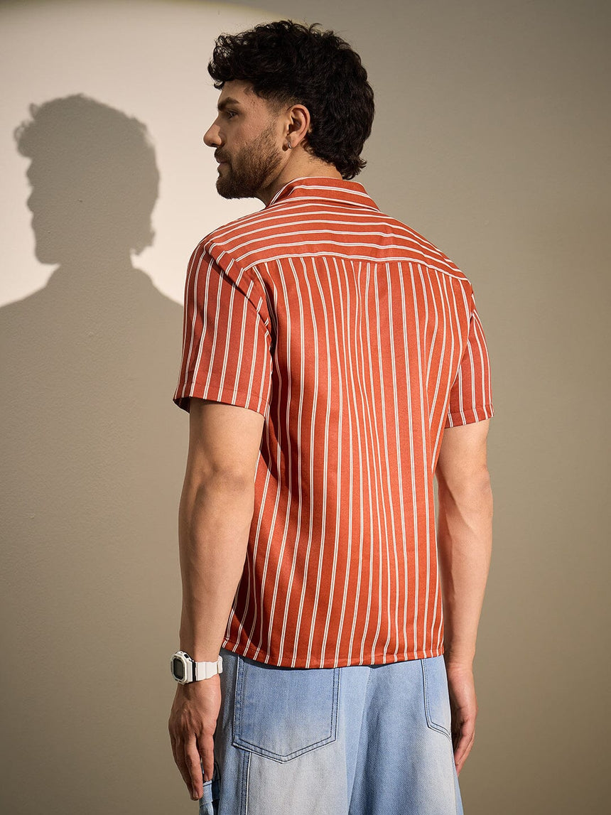 Rust Striped Nun Graphic Shirt Shirts Fugazee