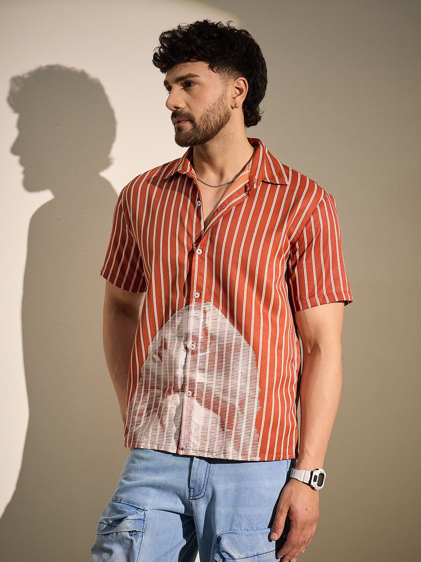 Rust Striped Nun Graphic Shirt Shirts Fugazee