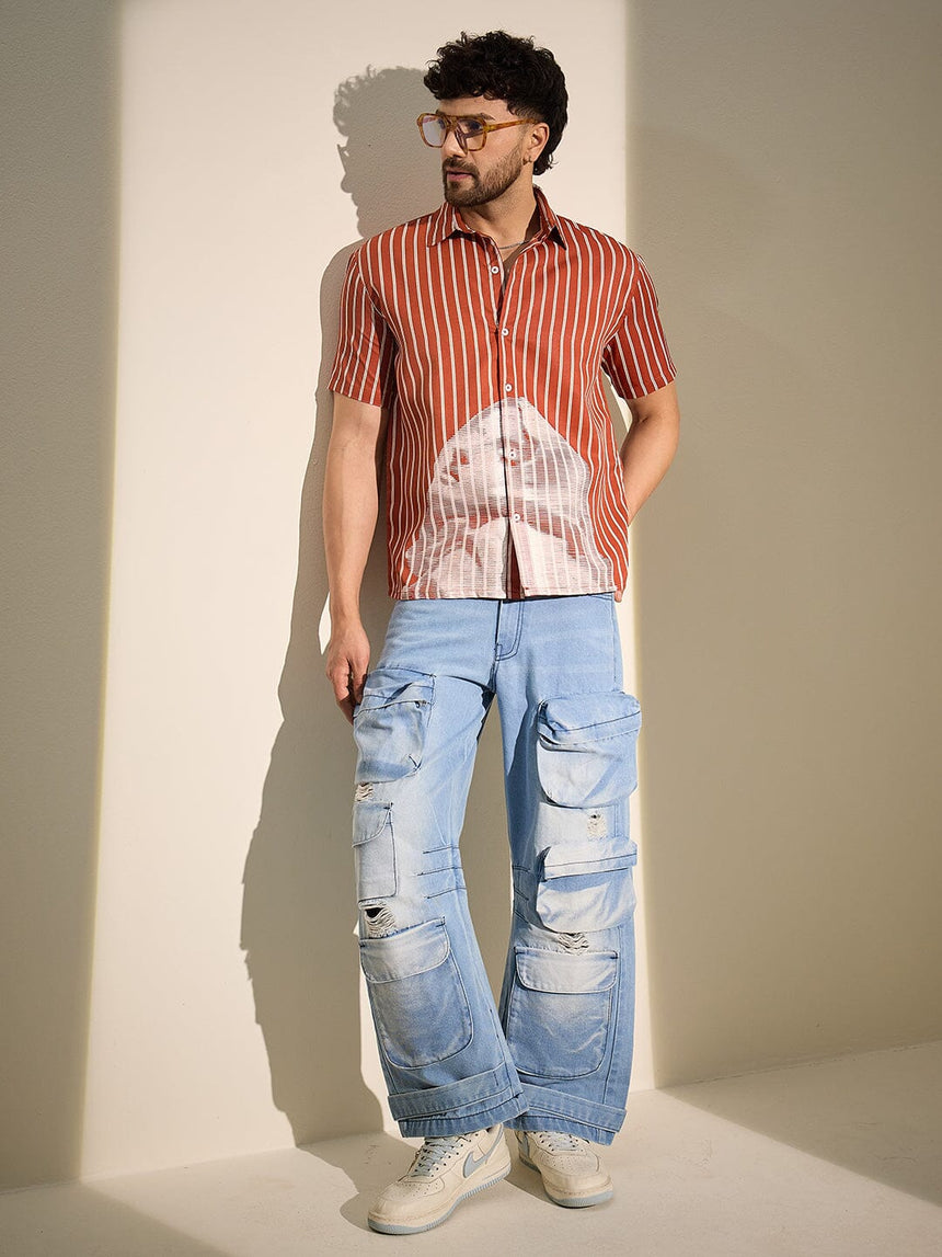 Rust Striped Nun Graphic Shirt Shirts Fugazee