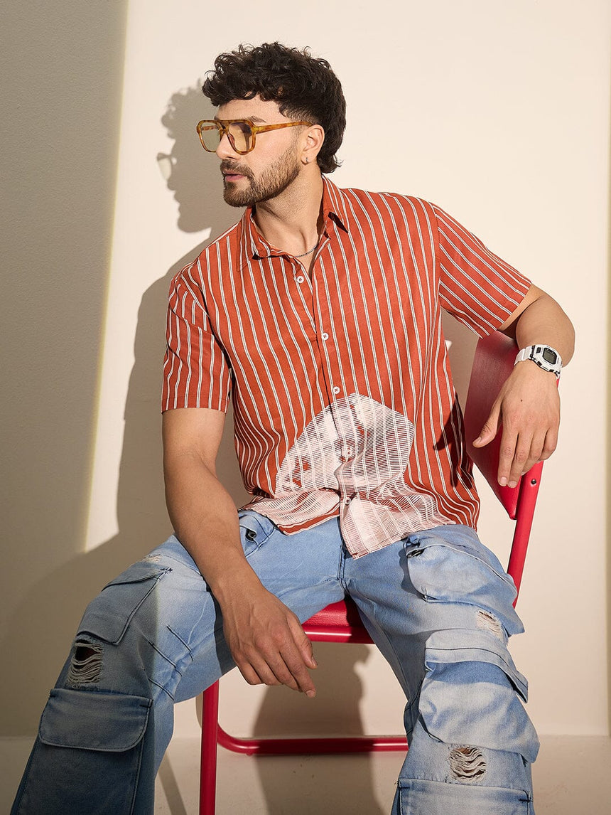 Rust Striped Nun Graphic Shirt Shirts Fugazee