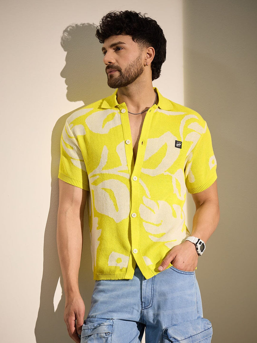 Lemon Floral Knitted Shirt Shirts Fugazee