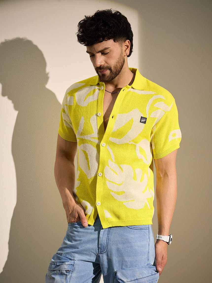 Lemon Floral Knitted Shirt Shirts Fugazee