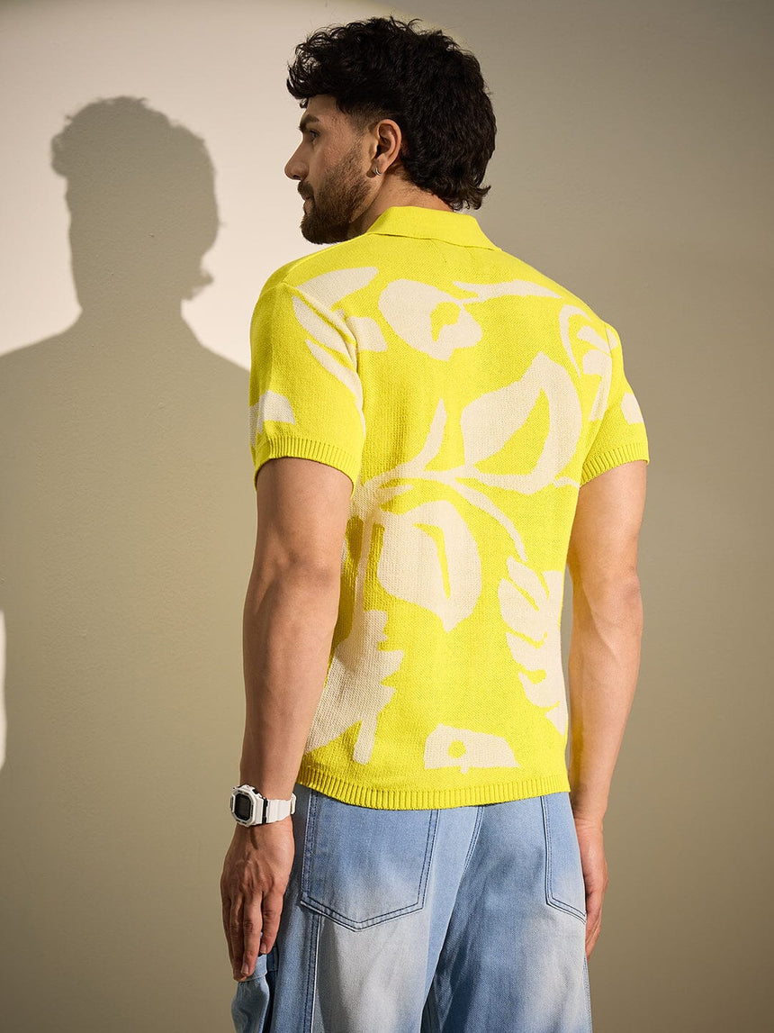 Lemon Floral Knitted Shirt Shirts Fugazee