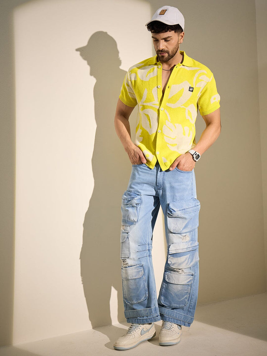 Lemon Floral Knitted Shirt Shirts Fugazee