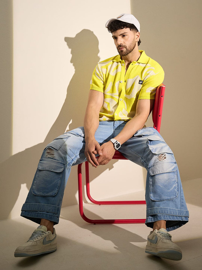 Lemon Floral Knitted Shirt Shirts Fugazee