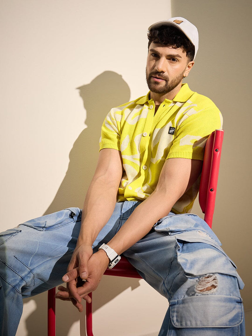 Lemon Floral Knitted Shirt Shirts Fugazee