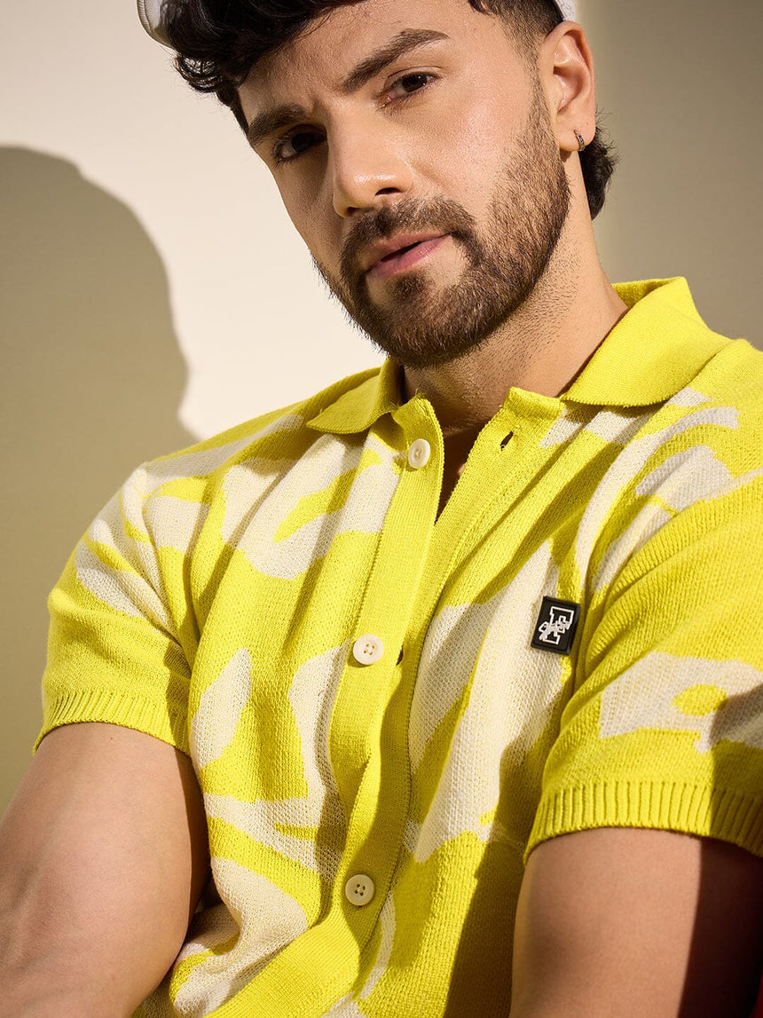 Lemon Floral Knitted Shirt Shirts Fugazee