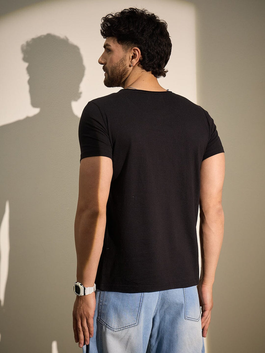Black Deep Scoop Neck Tee T-Shirts Fugazee