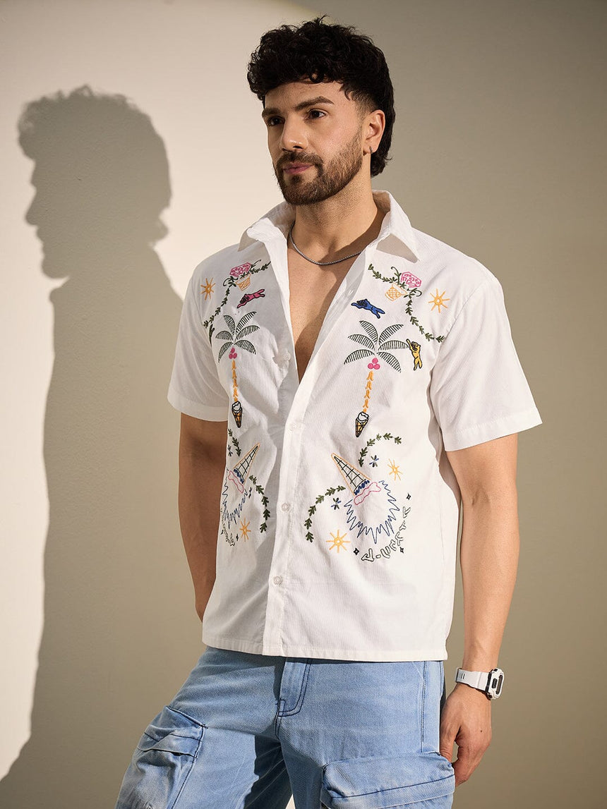 White Summer Embroidery Shirt Shirts Fugazee