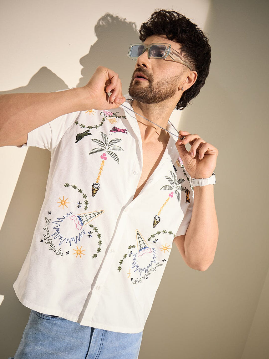 White Summer Embroidery Shirt Shirts Fugazee