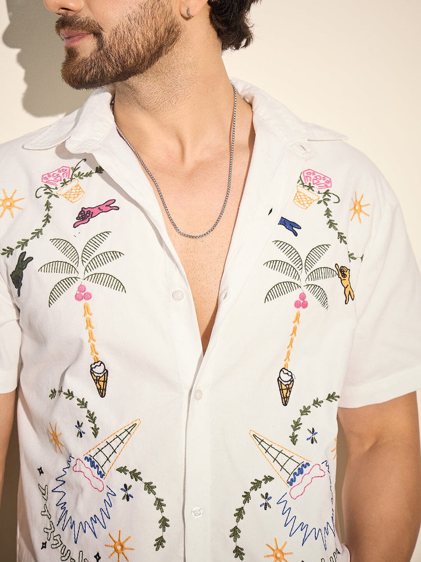 White Summer Embroidery Shirt Shirts Fugazee