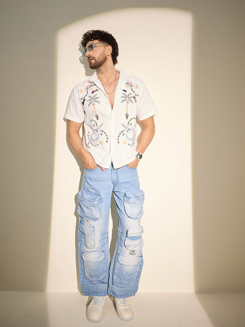 White Summer Embroidery Shirt Shirts Fugazee