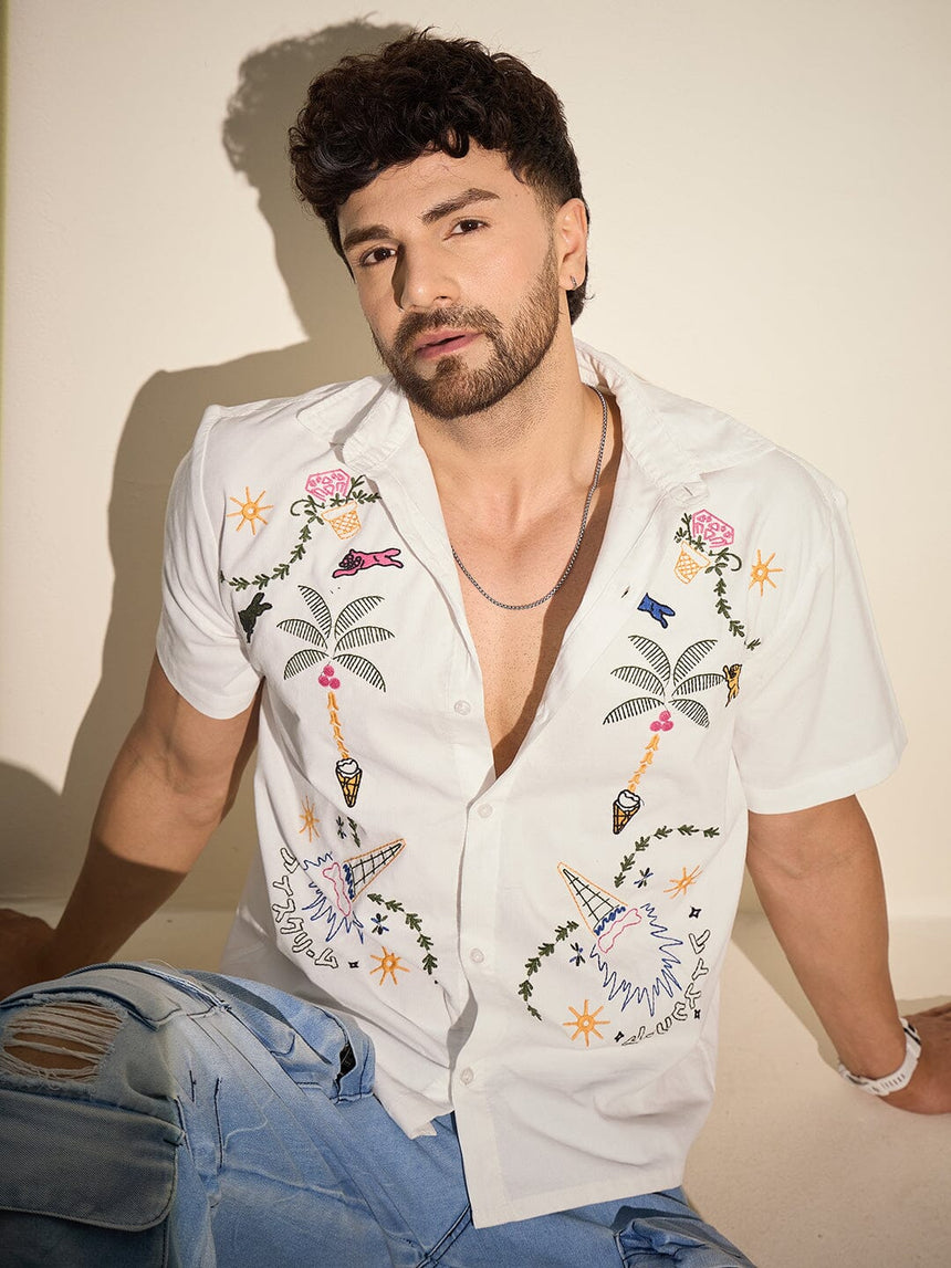 White Summer Embroidery Shirt Shirts Fugazee