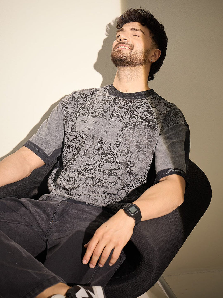 Black Scribble Art Spray Dyed Tshirt T-Shirts Fugazee