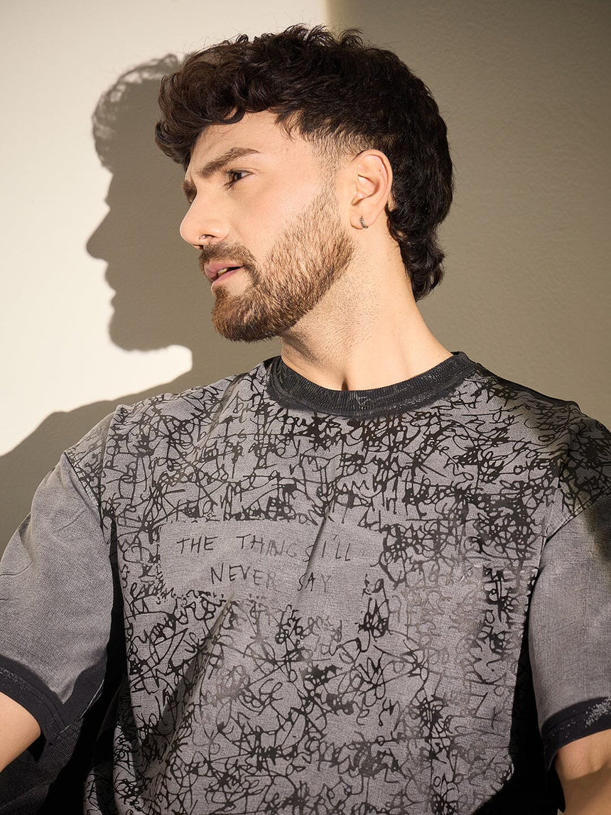 Black Scribble Art Spray Dyed Tshirt T-Shirts Fugazee