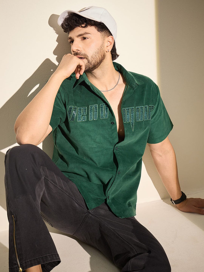 Green Venomous Corduroy Shirt Shirts Fugazee