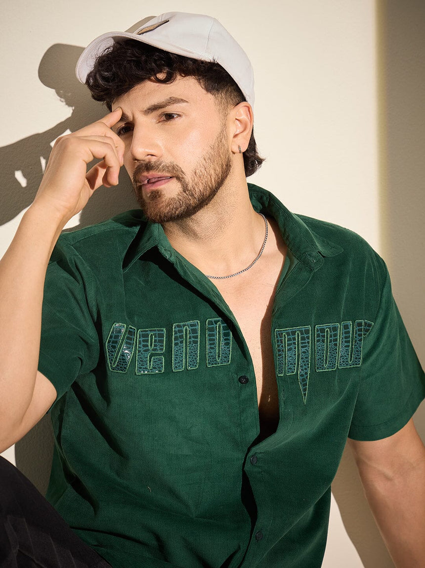 Green Venomous Corduroy Shirt Shirts Fugazee