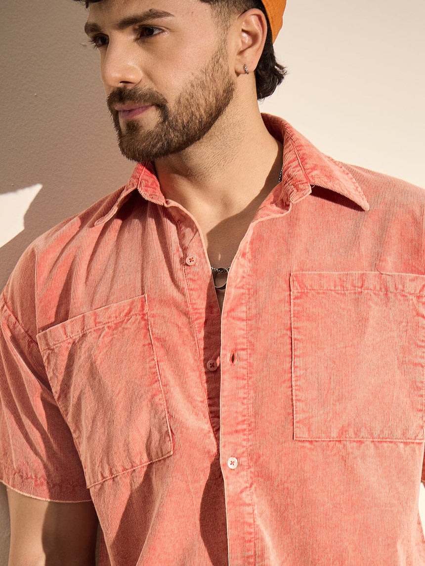 Orange Acid Cropped Unbalanced Shirt Shirts Fugazee