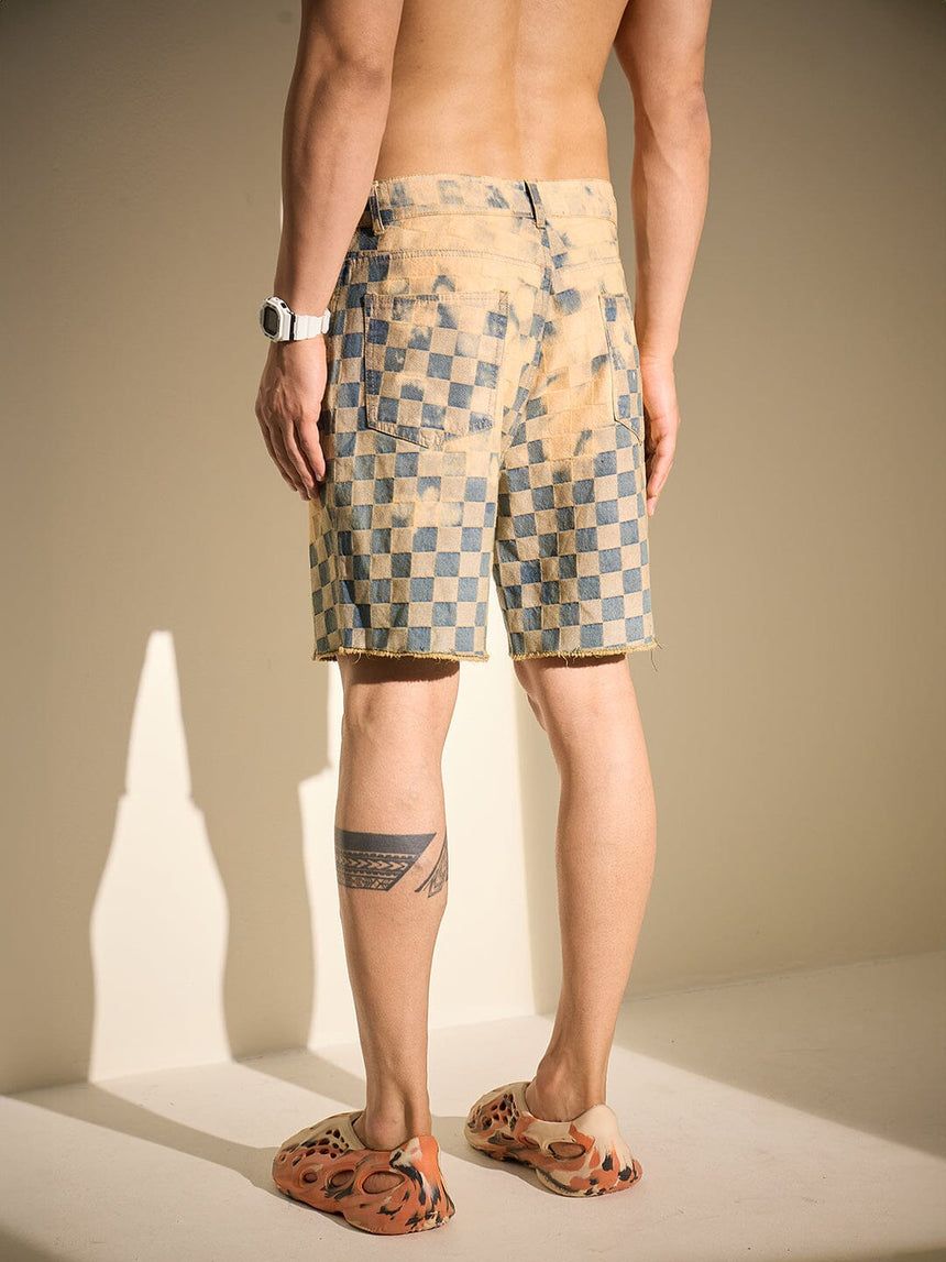 Checkered Vintage Washed Heavy Tinted Shorts Shorts Fugazee