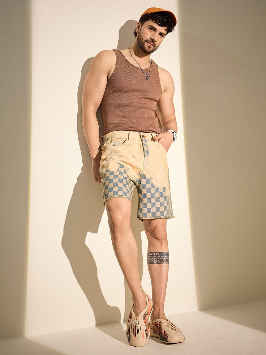 Checkered Vintage Washed Heavy Tinted Shorts Shorts Fugazee