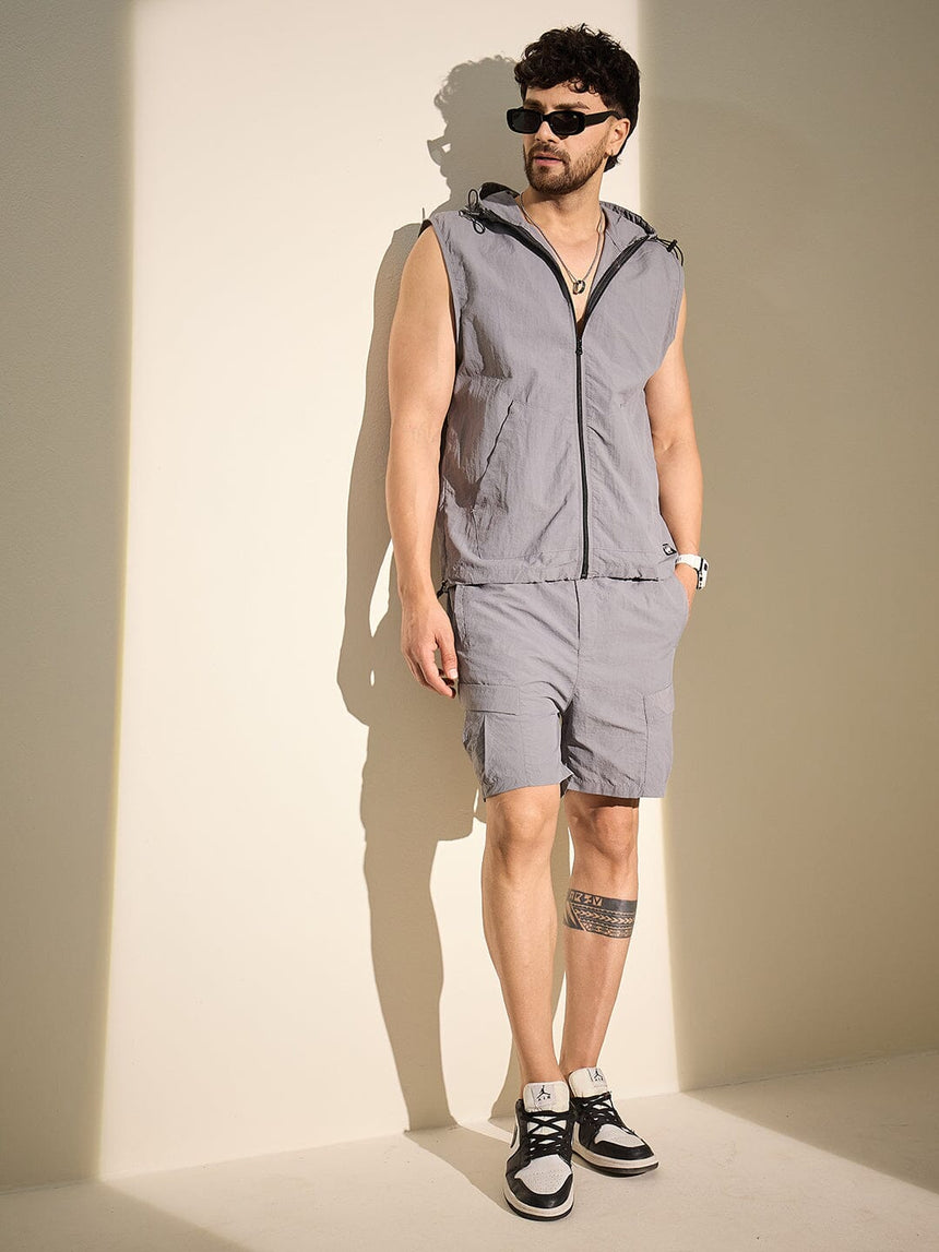 Grey Tactical Cargo Nylon Shorts Shorts Fugazee