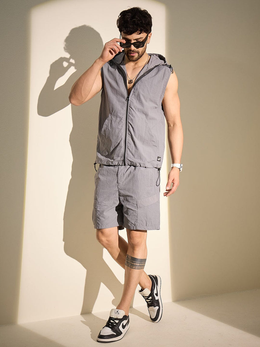 Grey Tactical Cargo Nylon Shorts Shorts Fugazee
