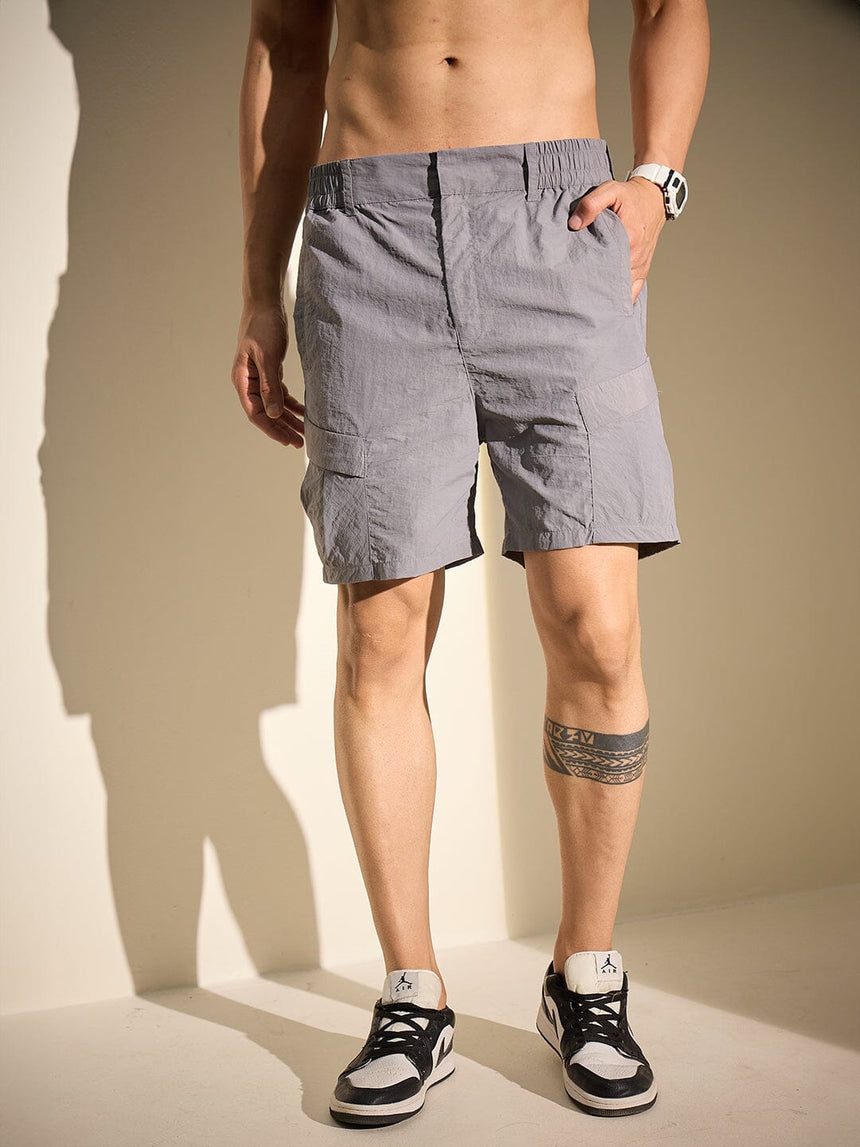 Grey Tactical Cargo Nylon Shorts Shorts Fugazee