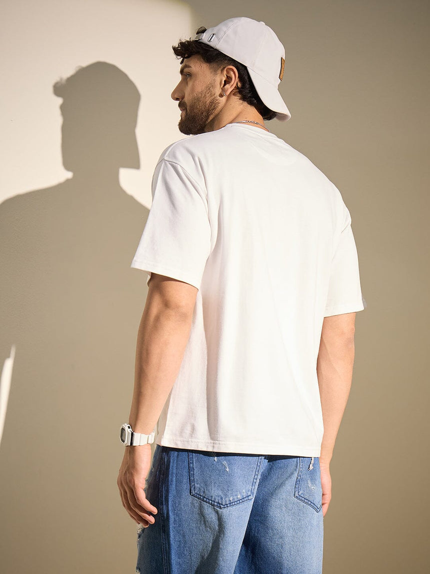 White Burn Graphic Oversized Tshirt T-Shirts Fugazee