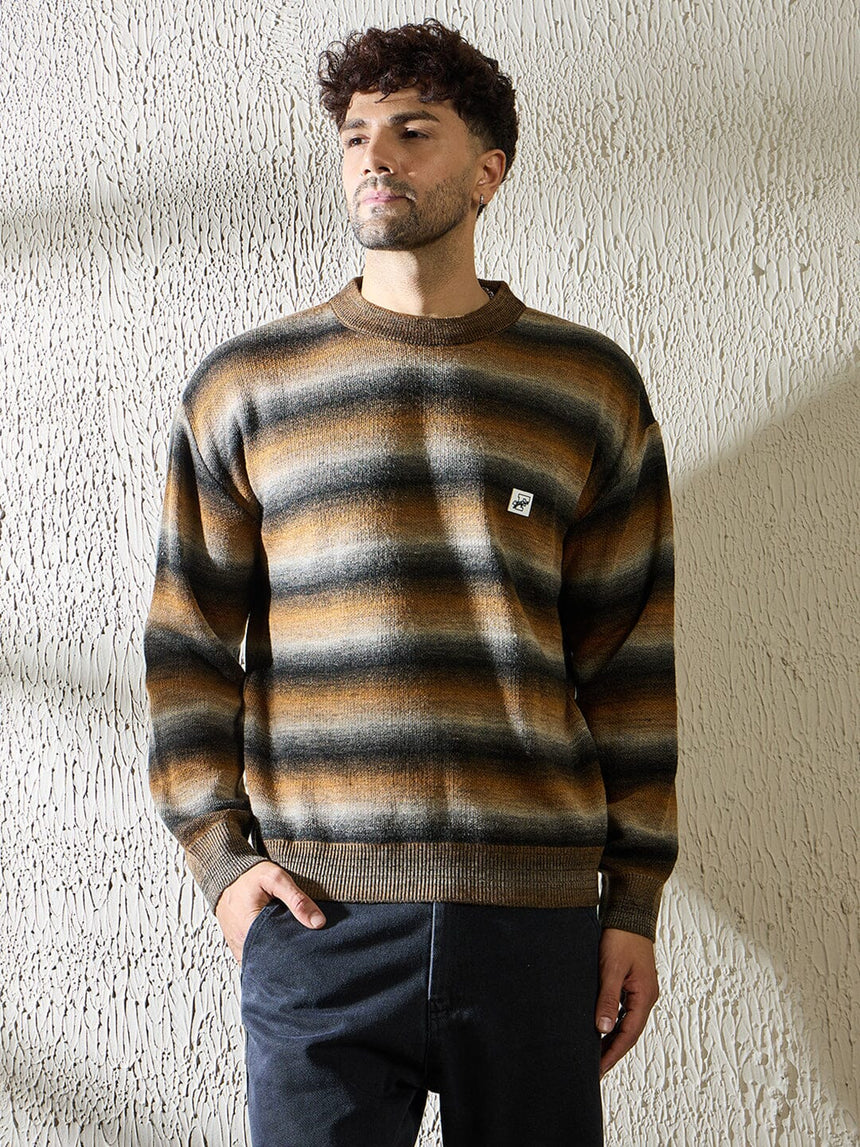 Brown Striped Oversized Sweater Sweaters Fugazee