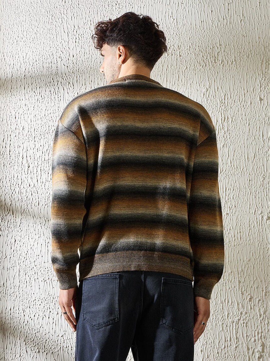 Brown Striped Oversized Sweater Sweaters Fugazee