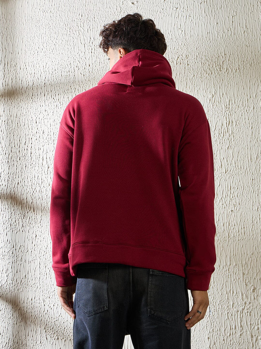 Wine Golden Dragon Oversized Hooded Sweatshirt Sweatshirts Fugazee