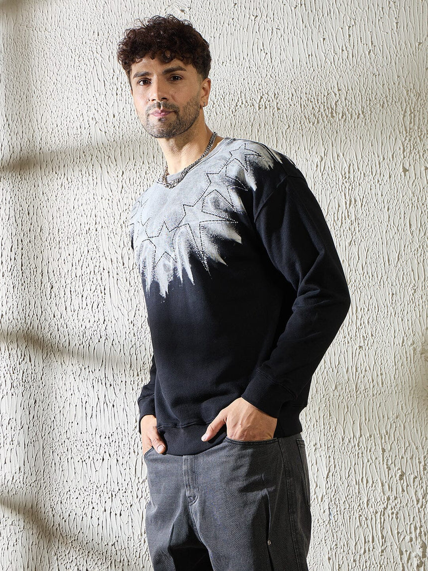 Black Star Embroidery Ombre Sweatshirt Sweatshirts Fugazee
