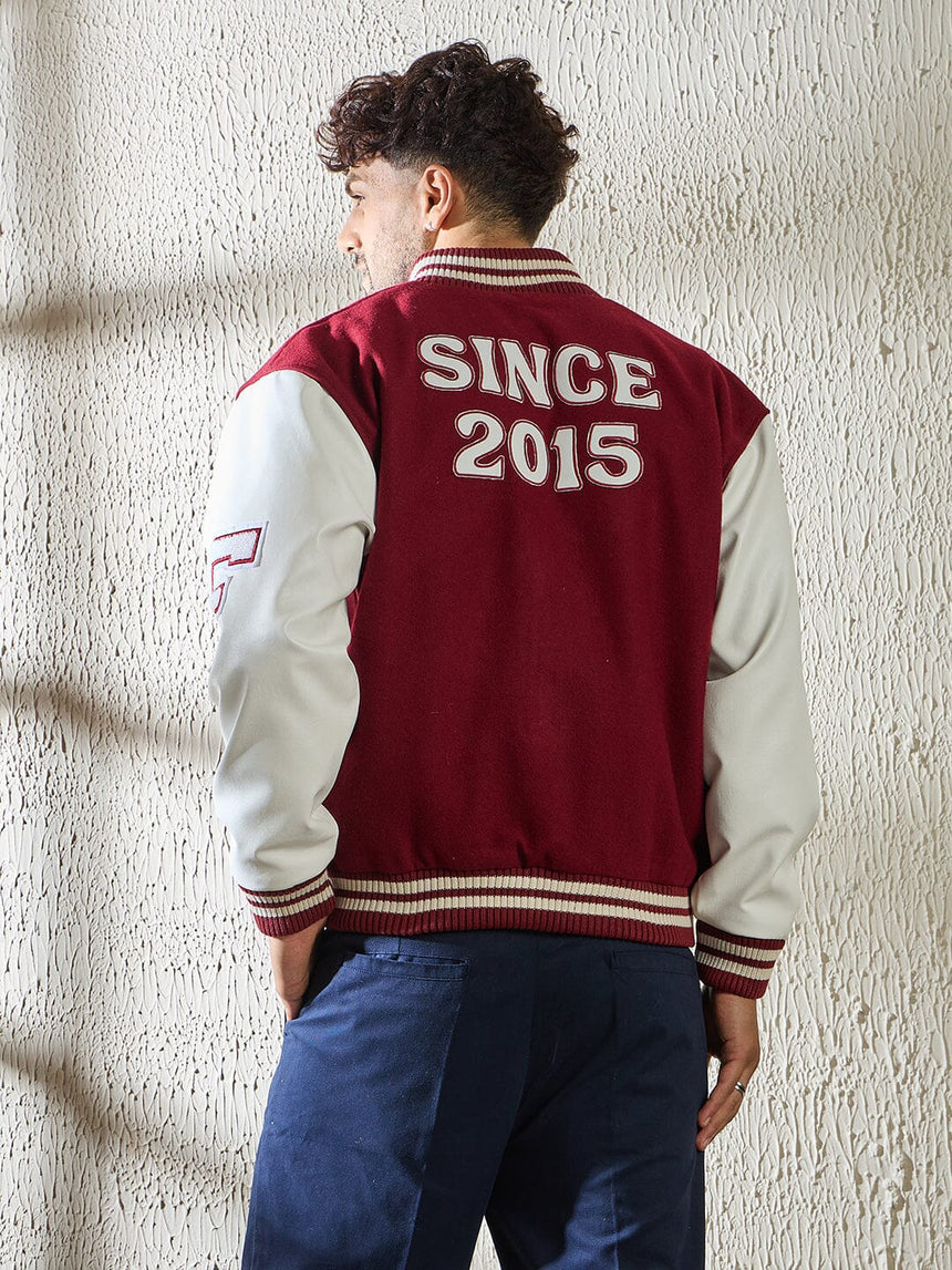 Maroon Statement Woollen Varsity Jacket Jackets Fugazee