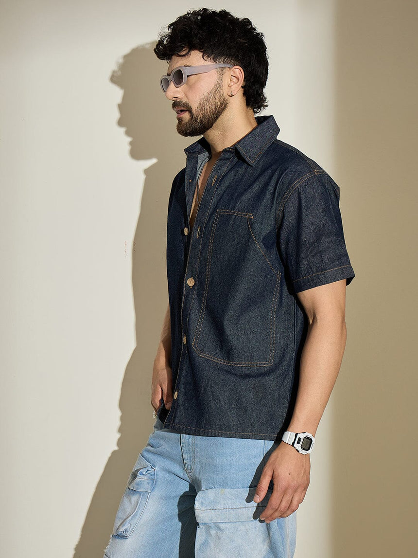 Dark Wash Carpenter Denim Shirt Shirts Fugazee