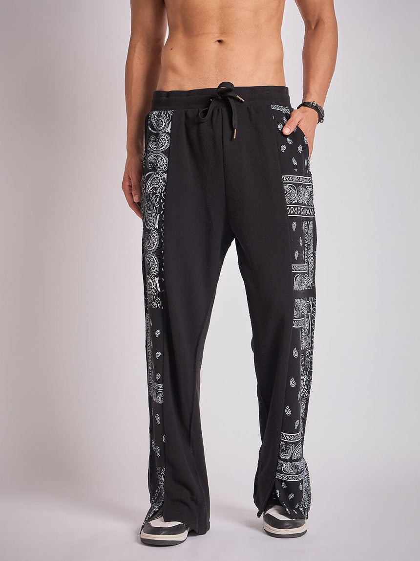 Black Paisley Panel Trackpants Trackpants Fugazee