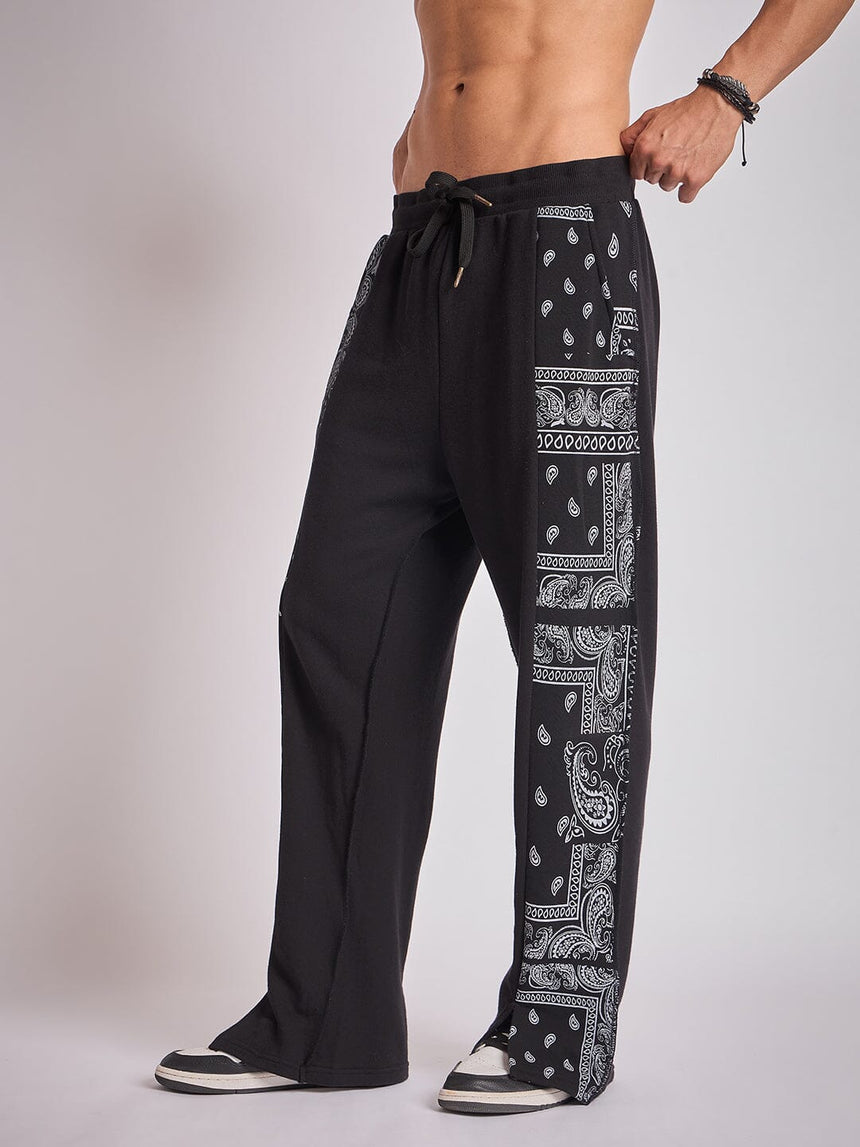 Black Paisley Panel Trackpants Trackpants Fugazee