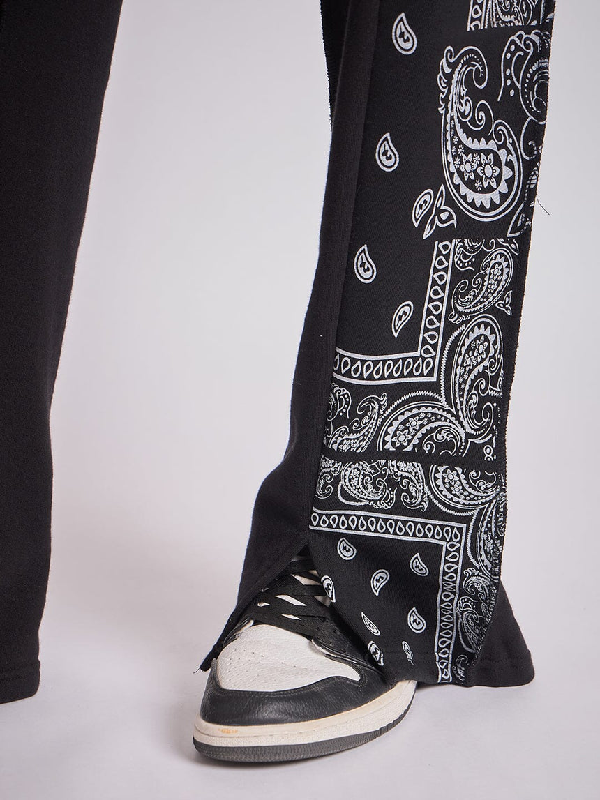 Black Paisley Panel Trackpants Trackpants Fugazee