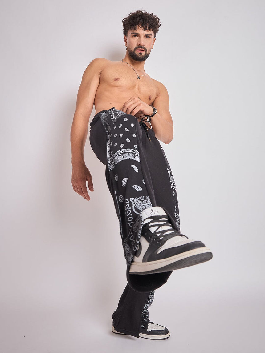 Black Paisley Panel Trackpants Trackpants Fugazee